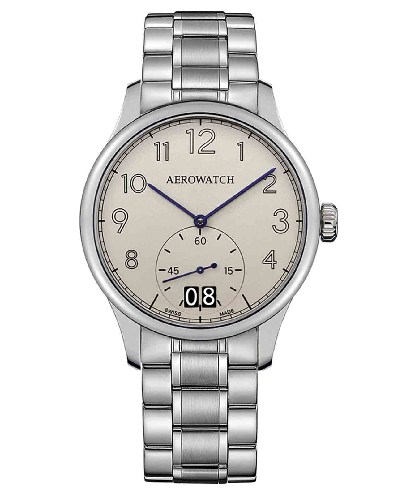 Aerowatch Aerowatch Renaissance 39982 AA10 M  39982 AA10 M кварцевые мужские часы бежевый циферблат, браслет нержавеющая сталь — вид спереди